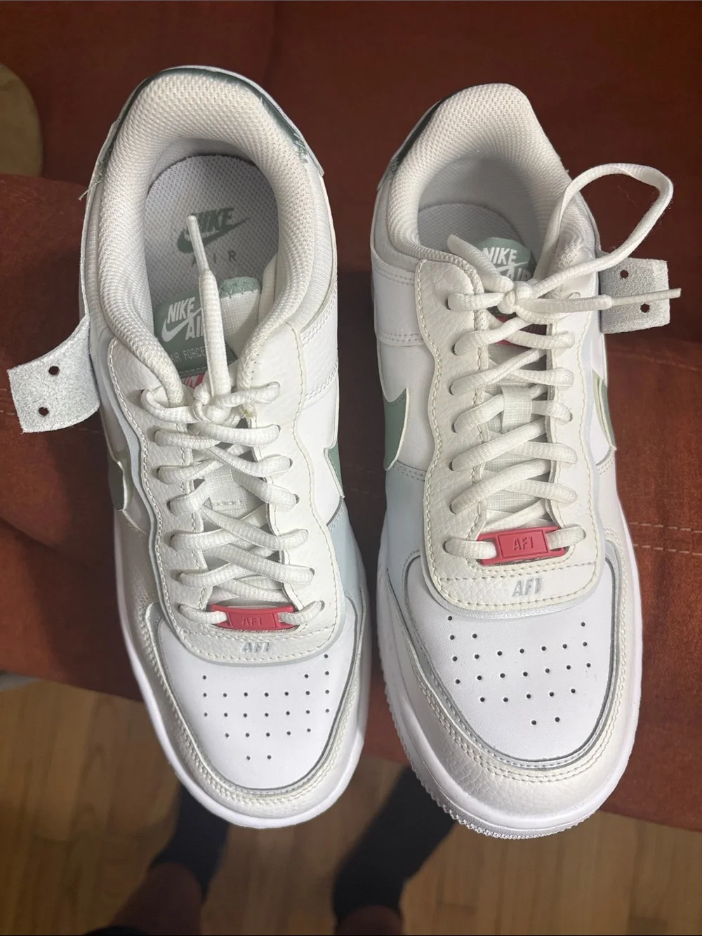 Nike Women’s Sneakers White with Green and Pink Accents